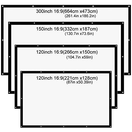 SXYLTNX 300 inch Projection Projector Screen 16:9 Fold Portable Screen Canvas Matt White for Home Film HD Wall mounted