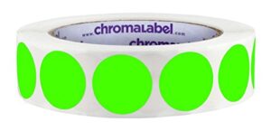chromalabel 1 inch round label permanent color code dot stickers, 1000 labels per roll, fluorescent green