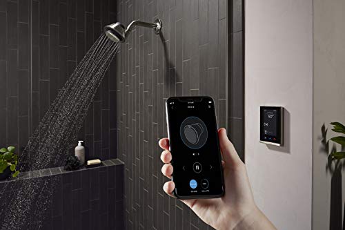 KOHLER Moxie Alexa Enabled Showerhead, Bluetooth Shower Speaker, Shower Radio, Rechargeable Speaker, Portable Speaker, 2.5 GPM, K-28238-NKA-BN, Vibrant Brushed Nickel