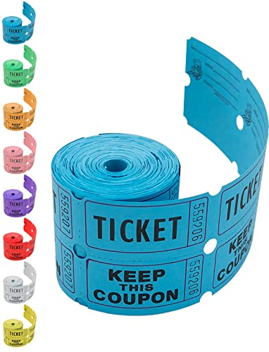 200 Tacticai Blue Raffle Tickets (8 Colors Available), Double Roll, 2" x 2" Ticket for Events, Entry, Class Reward, Fundraiser & Prizes