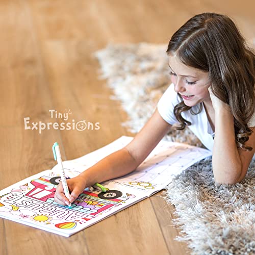 Tiny Expressions - Coloring 2023 Calendar for Kids - Monthly Wall Calendar with Months, Days & Unique Illustrated Images to Color - Great Classroom Calendar and Activity Tracking Chart - Home Learning