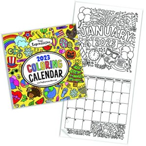 Tiny Expressions - Coloring 2023 Calendar for Kids - Monthly Wall Calendar with Months, Days & Unique Illustrated Images to Color - Great Classroom Calendar and Activity Tracking Chart - Home Learning