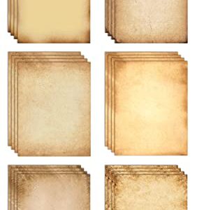 Stationery Paper, 100 Sheets, Aged Look Vintage Antique Old Fashion Parchment Paper, Letter Size 8.5 x 11 inch, Double Sided Printing Paper, by Better Office Products, 6 Designs, 100 Pack