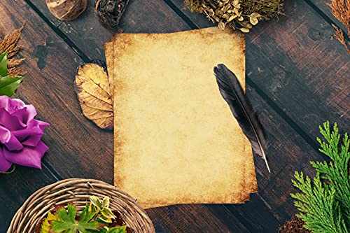 Stationery Paper, 100 Sheets, Aged Look Vintage Antique Old Fashion Parchment Paper, Letter Size 8.5 x 11 inch, Double Sided Printing Paper, by Better Office Products, 6 Designs, 100 Pack