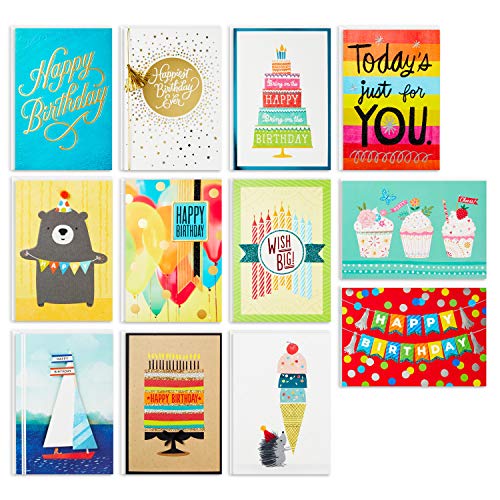 Hallmark Birthday Cards Assortment, 12 Cards with Envelopes (Premium Refill Pack for Hallmark Card Organizer Box)