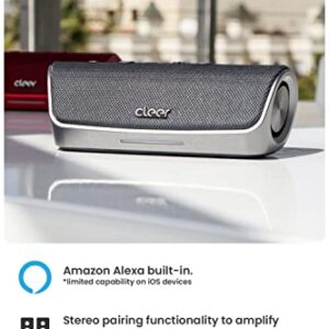 Cleer Audio Stage Smart Bluetooth Speaker - IPX7 Waterproof, Built-in Alexa, Stereo Pairing Capabilities, with Digital Amplifier, Dual 48mm Drivers, and Passive Radiators for Powerful Music and Sound