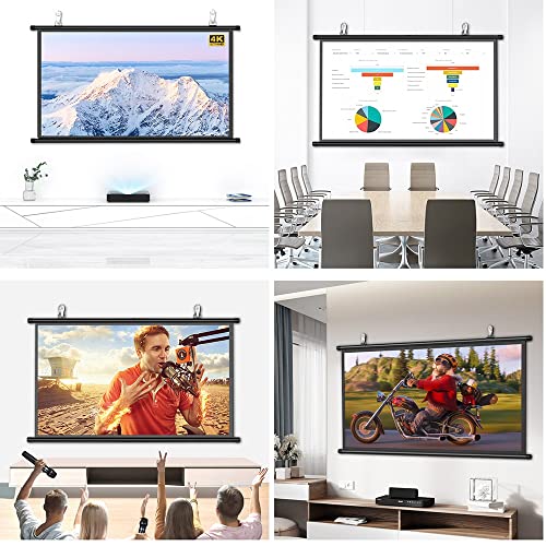 TOCTUS Video Projection Screen HD Portable Projector Screen for Indoor Outdoor, 60 Inch Wall/Ceiling Mount Projection Screen for Home Theater Movie TV, Wrinkle-Free (Size : 72inch 16:9)