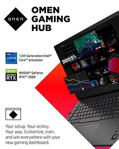 HP OMEN 17-inch Laptop, Intel Core i7-12700H, NVIDIA GeForce RTX 3060, 16 GB RAM, 512 GB SSD, Windows 11 Home (17-ck1010nr, Shadow Black Aluminum)