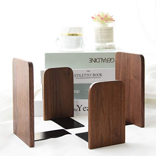 GOOFFY Book Stoppers Walnut Bookend Creative Wooden Bookend Desktop Storage Box Book Clip Thickened Book Stand Office Desk Book End for Shelves Pack of 2 Pairs Bookend bookends Shelf