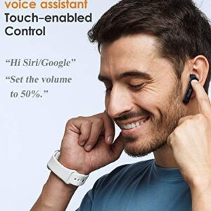 DTTO J-10 Active Noise Cancelling Earbuds with 60ms Low-Latency Game Mode, Wireless Charging Case Bluetooth 5.2 Auto-Pairing Touch-Enabled Voice-Assistant, Immersive Sound Deep Bass IPX8 Sweatproof