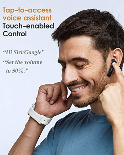 DTTO J-10 Active Noise Cancelling Earbuds with 60ms Low-Latency Game Mode, Wireless Charging Case Bluetooth 5.2 Auto-Pairing Touch-Enabled Voice-Assistant, Immersive Sound Deep Bass IPX8 Sweatproof