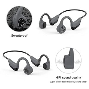 swimaudios Bone Conduction Bluetooth Headphones, Open Ear Bone Headphones, Wireless Conduction Headphones with Mic for Running, Bicycling, Hiking, Yoga - Grey