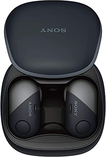 Sony Wireless Bluetooth in Ear Headphones: Noise Cancelling Sports Workout Ear Buds - Cordless, Sweatproof Sport Earphones, Built-in Microphone, Extra BASS WF-SP700N/B Black (Renewed)