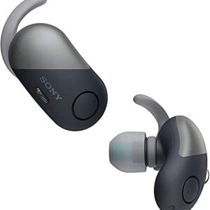 Sony Wireless Bluetooth in Ear Headphones: Noise Cancelling Sports Workout Ear Buds - Cordless, Sweatproof Sport Earphones, Built-in Microphone, Extra BASS WF-SP700N/B Black (Renewed)