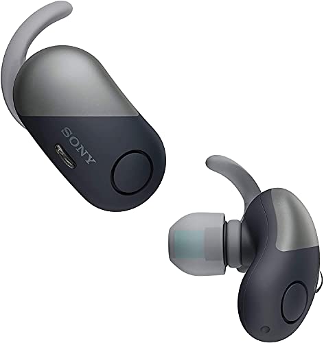 Sony Wireless Bluetooth in Ear Headphones: Noise Cancelling Sports Workout Ear Buds - Cordless, Sweatproof Sport Earphones, Built-in Microphone, Extra BASS WF-SP700N/B Black (Renewed)