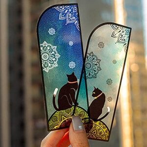 WAGA 6Pcs Retro Bookmarks PET Cute Black Cat Daily Series Reading Book Mark Page Stationery Kawaii Clips Markers Page Hand Account