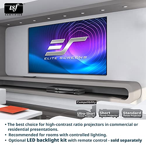 Elite Screens Aeon Series, 150-inch 16:9, 8K / 4K Ultra HD Home Theater Fixed Frame EDGE FREE Borderless Projector Screen, CineWhite UHD-B Front Projection Screen, AR150WH2, 150-inch / 16:9