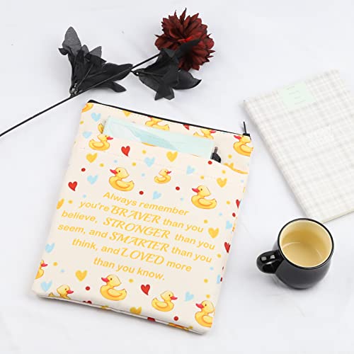 WSNANG Duck Gifts for Duck Lovers Duck Book Sleeve with Zipper Duck Book Protector Pouch Sleeve Book Cover for Paperback Animal Lover Gift (Duck BS)