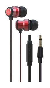 zelher mx-10 in-ear headphones with mic earbuds with in-line control and 10mm dual drivers for superior sound quality – stylish, tangle-free cables (red)