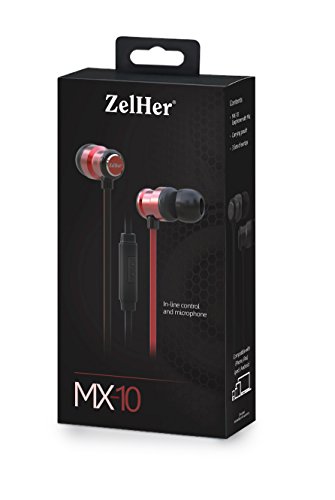 Zelher MX-10 in-Ear Headphones with Mic Earbuds with in-Line Control and 10mm Dual Drivers for Superior Sound Quality - Stylish, Tangle-Free Cables (Red)