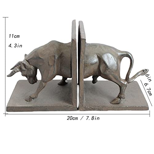 Book Ends for Shelves Bookends Iron Art Bullfighting Book Ends Bookshelf can Accommodate Heavy Books Anti-Skid Bookend Office Living Room Meeting Room Decoration Office Book Stand