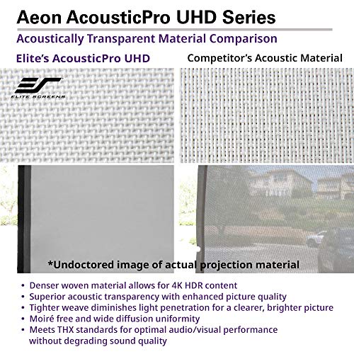 Elite Screens Aeon AUHD Series, 120-inch 16:9, 4K Home Theater Fixed Frame EDGE FREE Borderless Projection Sound Transparent Perforated Weave Projector Screen, AR120H2-AUHD