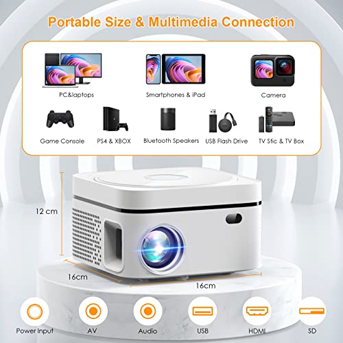 5G WiFi and Bluetooth Projector Built in DVD Player, OSQ Outdoor Movie Projector, Portable DVD Projector 1080P Support with Carry Bag, Compatible with iOS/Android/TV/HDMI/USB