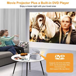 5G WiFi and Bluetooth Projector Built in DVD Player, OSQ Outdoor Movie Projector, Portable DVD Projector 1080P Support with Carry Bag, Compatible with iOS/Android/TV/HDMI/USB