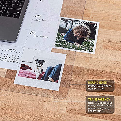 Awnour Clear Desk Pad Blotter - 32 x 16 inches - Non Slip Writing Mat for Office and Home - Round Edges - Textured/Forested…