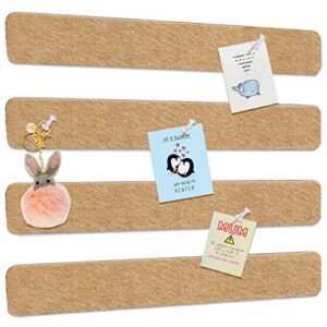 felt pin board bar strips bulletin board tiles for wall damage-free with 40 push pins memo notice boards as classroom office decor, 4 pack