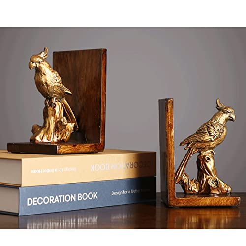 WJCCBJQXW Resin Vertical Parrot Bookends Heavy Duty Bookends Durable Dividers Unique Design Office 1 Pair Book Stoppers