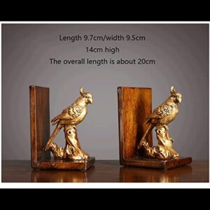 WJCCBJQXW Resin Vertical Parrot Bookends Heavy Duty Bookends Durable Dividers Unique Design Office 1 Pair Book Stoppers