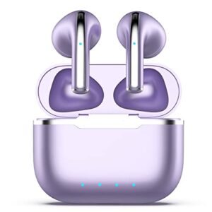 YHT Wireless Earbuds, Bluetooth 5.3 Headphones with 4-Mics Clear Call and ENC Noise Cancelling, Bluetooth Earbuds Wireless Headphones, Ear Buds Wireless Bluetooth Earbuds for iPhone Android (Purple)