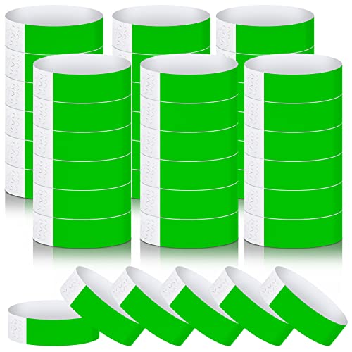 600 Packs Paper Wristbands for Events Neon Party Wristbands Colored Wristbands Waterproof Paper Club Arm Bands Lightweight Identification Wristbands for Concert Bar Entrance Admission(Green)