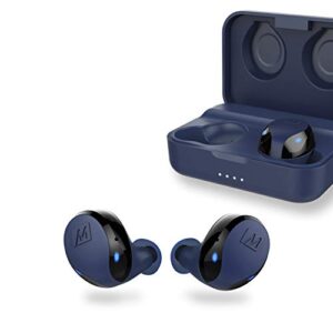 mee audio x10 truly wireless in-ear headphones with ergonomic design, ipx5 sweat resistance, and 4.5 hours battery life (23 hours with included compact charging case) (blue)