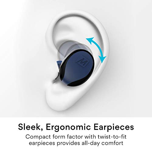 MEE audio X10 Truly Wireless in-Ear Headphones with Ergonomic Design, IPX5 Sweat Resistance, and 4.5 Hours Battery Life (23 Hours with Included Compact Charging case) (Blue)
