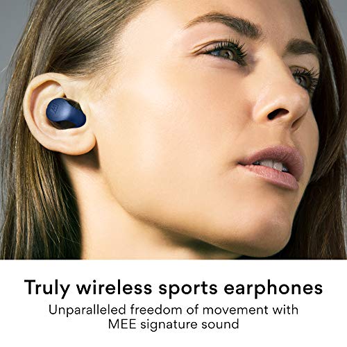 MEE audio X10 Truly Wireless in-Ear Headphones with Ergonomic Design, IPX5 Sweat Resistance, and 4.5 Hours Battery Life (23 Hours with Included Compact Charging case) (Blue)