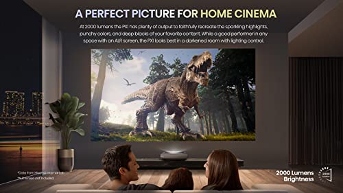 Hisense PX1 4K UHD Triple-Laser UST Ultra Short Throw Projector, 2000 Lumens, Android TV, HDR10, 30W (Stereo) Dolby Atmos, Dolby Vision, Built-in Alexa and Google Assistant