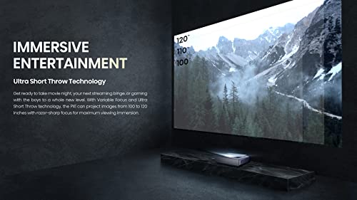 Hisense PX1 4K UHD Triple-Laser UST Ultra Short Throw Projector, 2000 Lumens, Android TV, HDR10, 30W (Stereo) Dolby Atmos, Dolby Vision, Built-in Alexa and Google Assistant