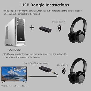 BAOBER Wireless Bluetooth Headphone Over Ear, Bluetooth Transmitter for TV,PC,3.5mm Audio Device, Wired and Wireless Headset (Black)