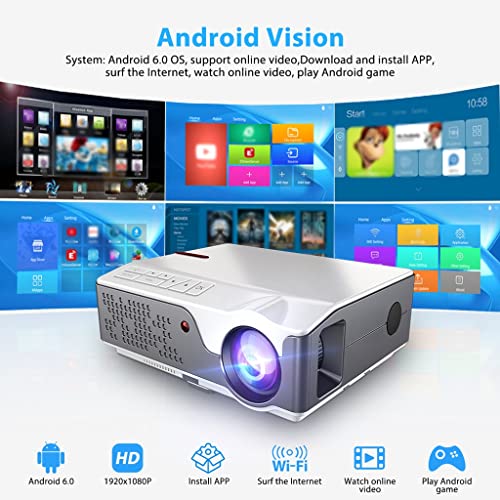 WENLII Full 1080p Projector Td96 Td96w Android Led Proyector Native 1920 X 1080p 3D Home Theater Smart Phone Beamer ( Color : D )