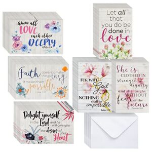 60 pack christian inspirational greeting cards with envelopes, bulk, motivational bible verses scripture (floral design, 4×6 in)