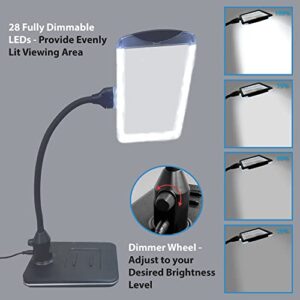 MagniPros 4X Magnifying Glass with Bright LEDs and Stand, Flexible Gooseneck Magnifying Desk Lamp w/USB Fast Charge & Tablet Stands for Reading Fine Print, Painting, Sewing, Crafts & Close Work