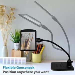 MagniPros 4X Magnifying Glass with Bright LEDs and Stand, Flexible Gooseneck Magnifying Desk Lamp w/USB Fast Charge & Tablet Stands for Reading Fine Print, Painting, Sewing, Crafts & Close Work