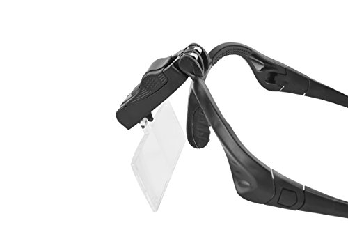 Beileshi Headhand Magnifier Glasses With 2 LED Professional Jeweler's Loupe Light Bracket and Headband are Interchangeable 5Lens Glass Magnifying Visor