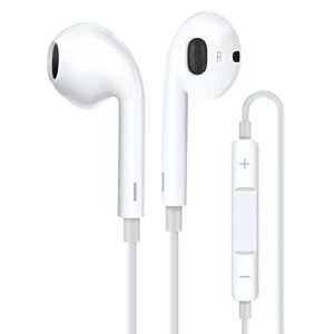 xnmoa wired earbuds for iphone 14 13 12 11 pro max with mic, in-ear wired earphones with stereo bass,wired headphones for iphone with volume control&support call,support all ios,white