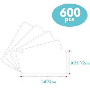 600 PCS White Rectangular Stickers, Blank Write On Labels Self-Adhesive Stickers Roll White Name Tags with Permanent Adhesive for File Folders Office School Supplies(1.6” x 0.75”)