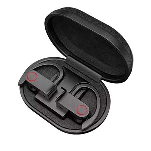 True Wireless Earbuds Bluetooth 5.0 Headphones, Sports in-Ear TWS Stereo Mini Headset w/Mic HiFi Bass IPX7 Waterproof, One Step Instant Pairing Case Noise Cancelling Earphones (Red)