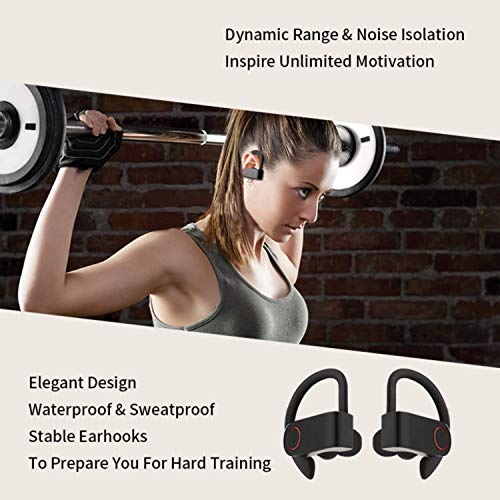 True Wireless Earbuds Bluetooth 5.0 Headphones, Sports in-Ear TWS Stereo Mini Headset w/Mic HiFi Bass IPX7 Waterproof, One Step Instant Pairing Case Noise Cancelling Earphones (Red)