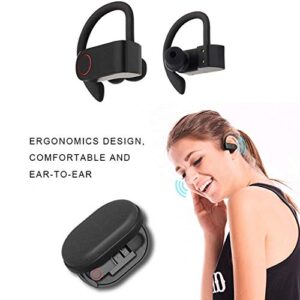 True Wireless Earbuds Bluetooth 5.0 Headphones, Sports in-Ear TWS Stereo Mini Headset w/Mic HiFi Bass IPX7 Waterproof, One Step Instant Pairing Case Noise Cancelling Earphones (Red)